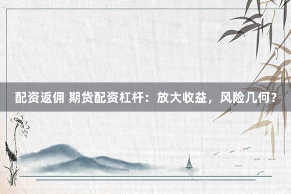 配资返佣 期货配资杠杆：放大收益，风险几何？