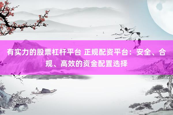 有实力的股票杠杆平台 正规配资平台：安全、合规、高效的资金配置选择