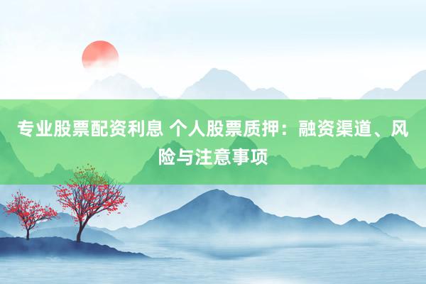 专业股票配资利息 个人股票质押：融资渠道、风险与注意事项