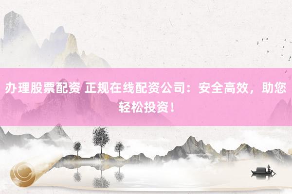 办理股票配资 正规在线配资公司：安全高效，助您轻松投资！
