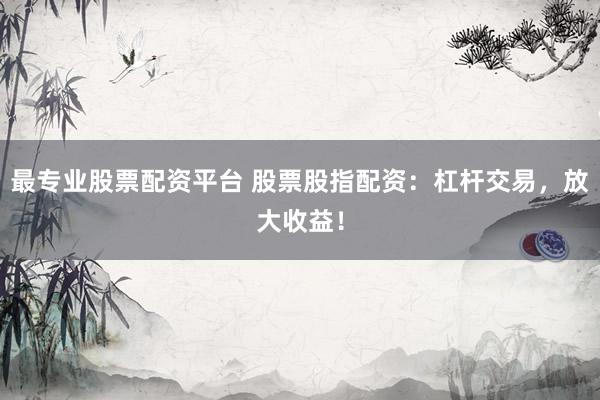 最专业股票配资平台 股票股指配资：杠杆交易，放大收益！