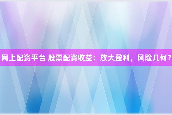 网上配资平台 股票配资收益：放大盈利，风险几何？