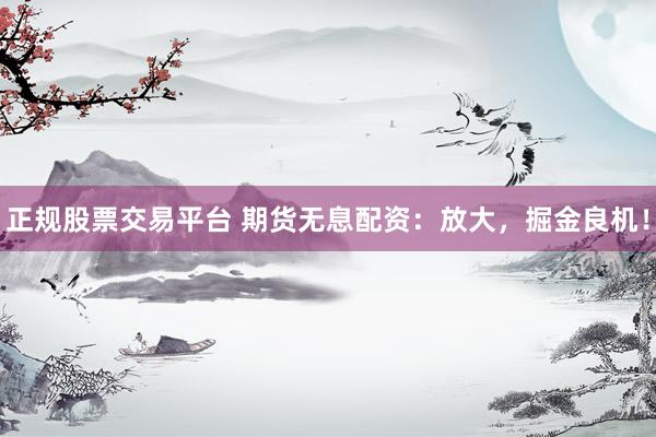 正规股票交易平台 期货无息配资：放大，掘金良机！