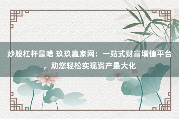 炒股杠杆是啥 玖玖赢家网：一站式财富增值平台，助您轻松实现资产最大化