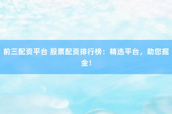 前三配资平台 股票配资排行榜：精选平台，助您掘金！