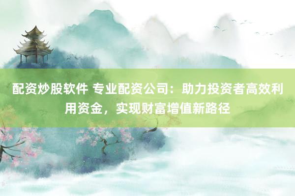 配资炒股软件 专业配资公司:助力投资者高效利用资金,实现财富增值新路径