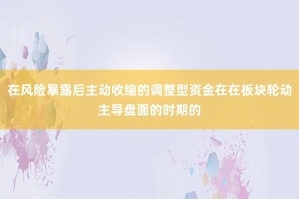 在风险暴露后主动收缩的调整型资金在在板块轮动主导盘面的时期的
