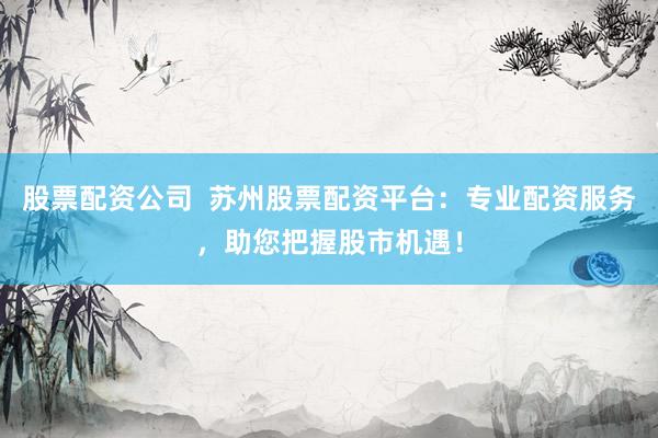 股票配资公司  苏州股票配资平台：专业配资服务，助您把握股市机遇！