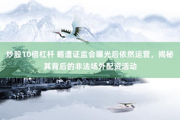 炒股10倍杠杆 略遭证监会曝光后依然运营,揭秘其背后的非法场外配资活动