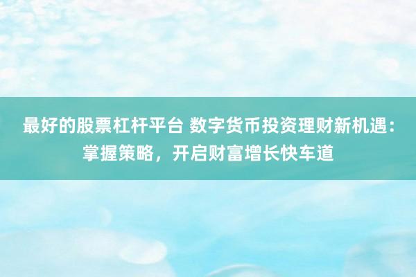 最好的股票杠杆平台 数字货币投资理财新机遇：掌握策略，开启财富增长快车道